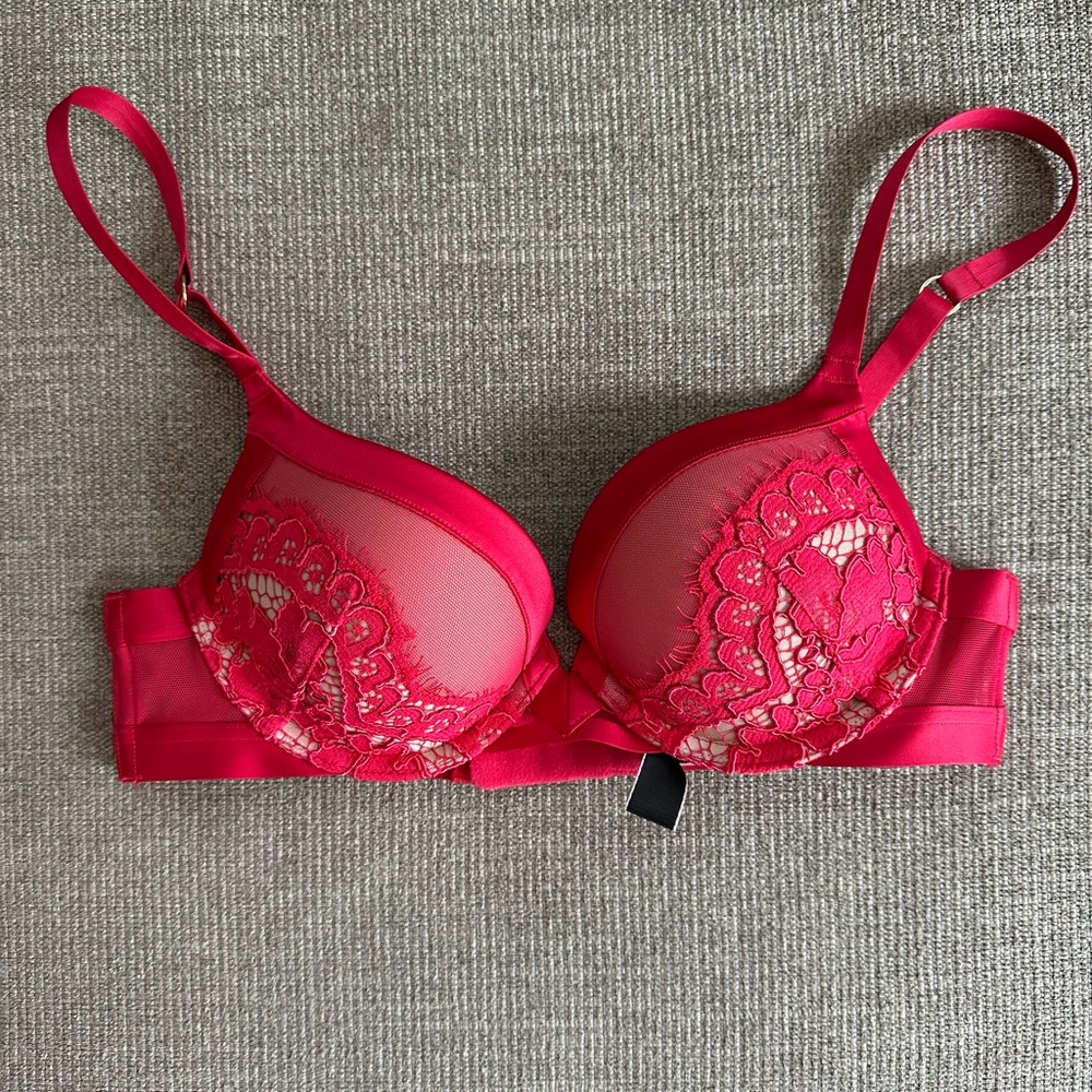 Victoria's Secret Red Lace Trim Bra